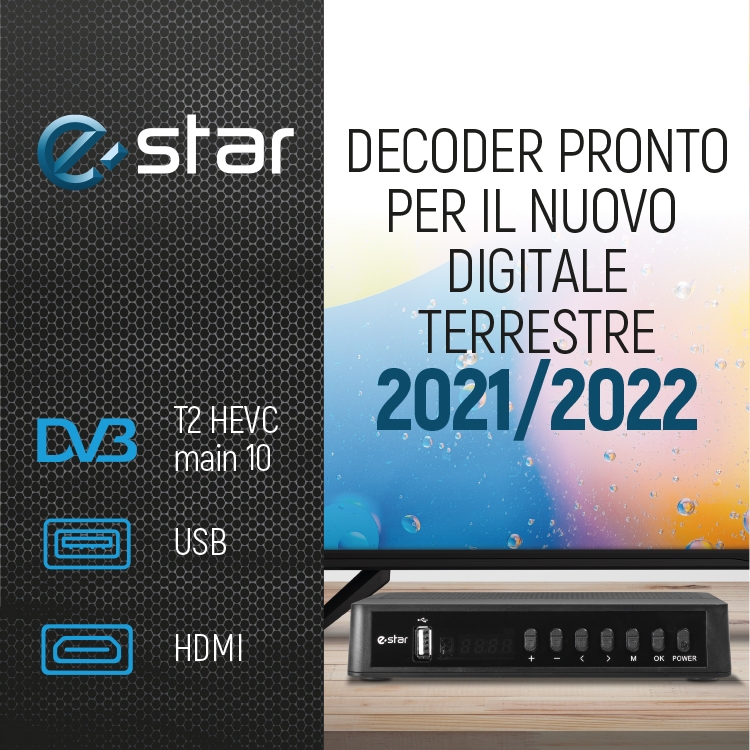 Sintonizador TDT E-STAR UHD DVB-T2 T2-618