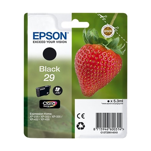 EPSON T29814012 INK BK CLARIA