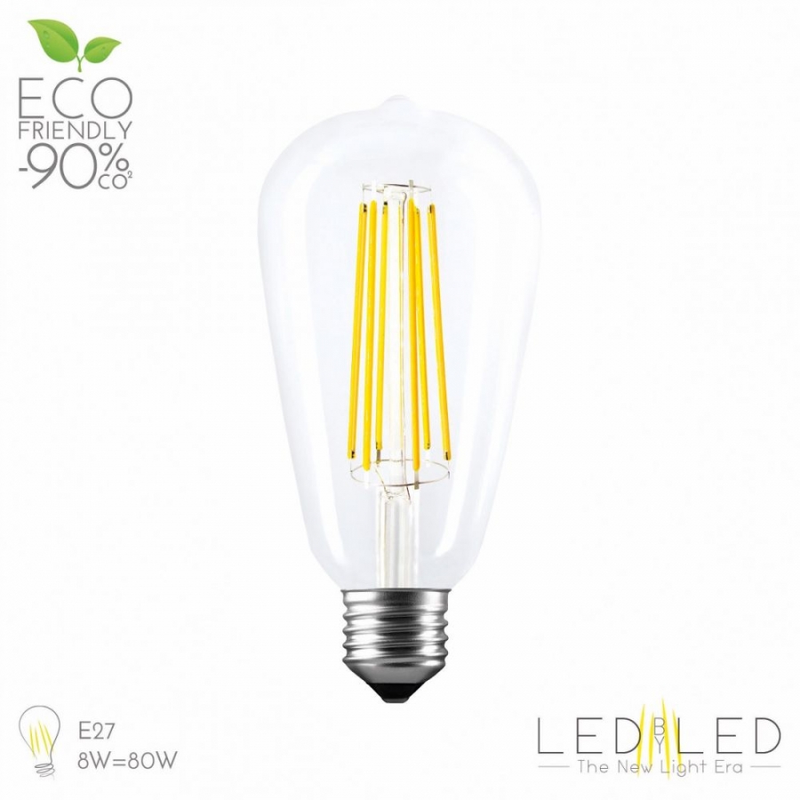 LEDBYLED FILED EDISON CLEAR 2700 E27 8W